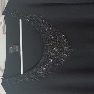 Black beaded holiday V neck  sweater size large